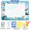 A set of reusable water drawing mats and magic pens for kids featuring polar animals and other designs.