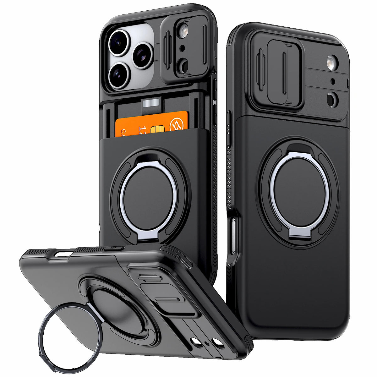 Premium Leather Wallet Case with Card Slots & Kickstand for iPhone