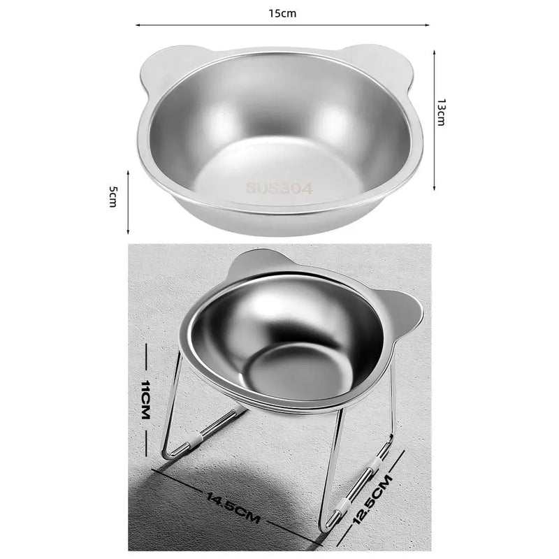 Elevated 15° Tilted Cat Food Bowl with Stainless Steel Insert