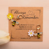 Floral Blessing Card Keychain with Bee Motif