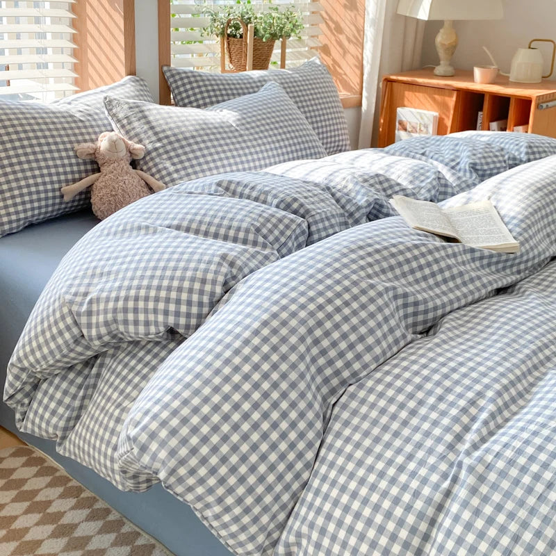Green Plaid 3-Piece Duvet Cover Set