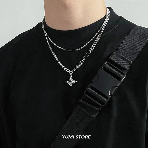 Double-Layer Star Pendant Necklace