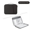 Black nylon fabric padded laptop sleeve bag with a clear protective sleeve inside
