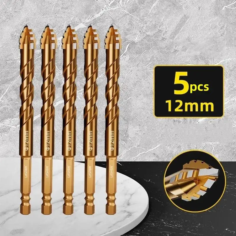 Carbide Four-Blade Serrated Drill Bit Set 6-10mm for Tile, Ceramic, and Stone