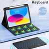 A magnetically detachable keyboard is shown with an iPad, demonstrating a 32.8ft Bluetooth distance.