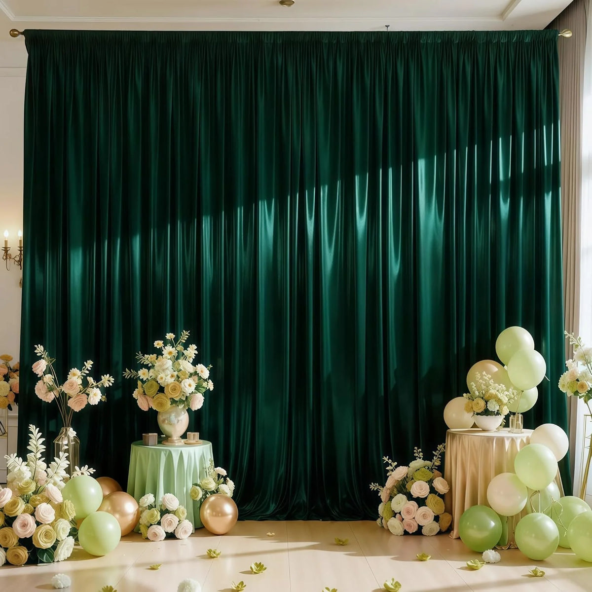 Shimmering Satin Backdrop Curtain Panels