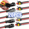 Waterproof 2-Pin Electrical Connector Kit with 16 AWG Wire