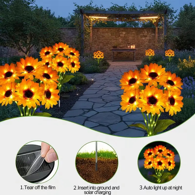 Solar-Powered LED Sunflower Garden Lights