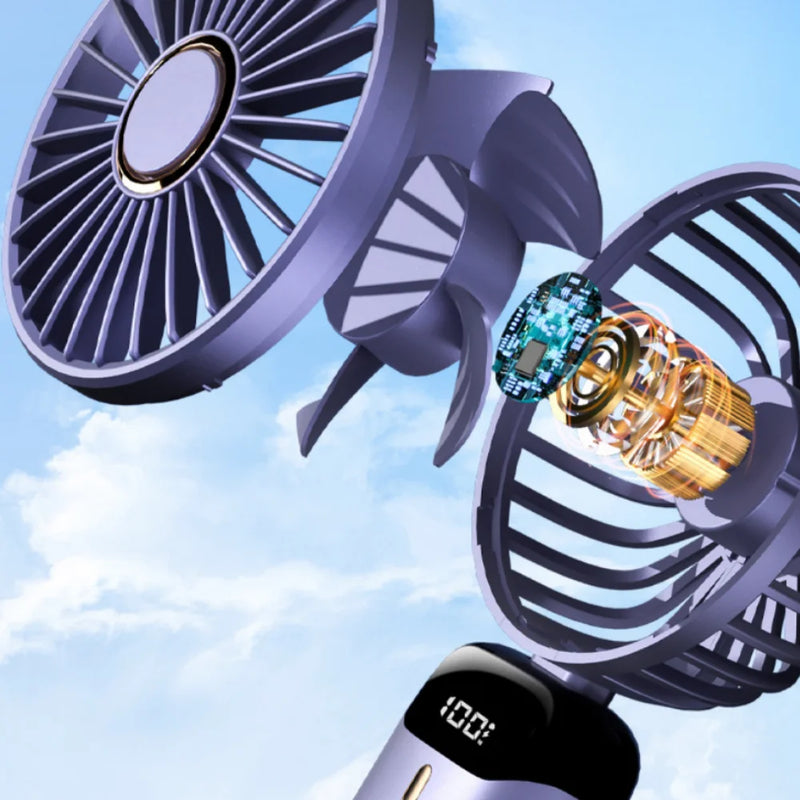 Compact USB Rechargeable Fan with Digital Display & Aroma Diffuser