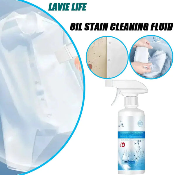 Bouteille de liquide de nettoyage Lavie Life avec une chemise blanche et un chiffon.