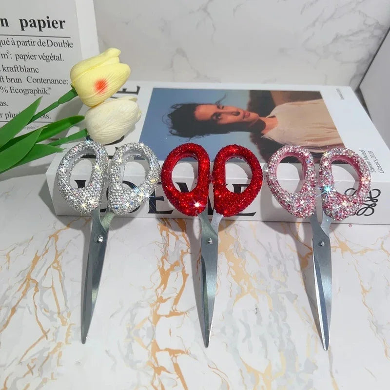 Crystal-Embellished Stainless Steel Scissors for Crafts and Sewing