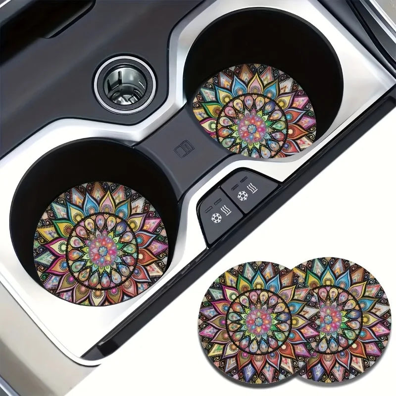 Vintage Mandala Silicone Cup Holder Coasters (Set of 2)