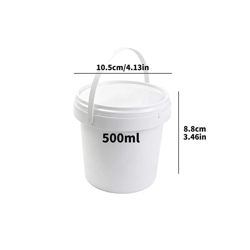 White reusable storage container with a handle and leakproof lid, measuring 500ml.