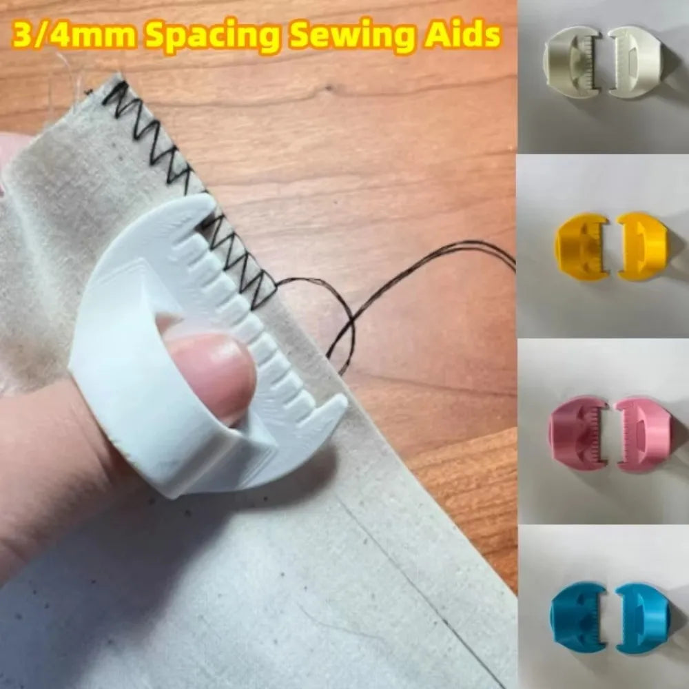 Adjustable Edge Stitching Stencils with Fabric Thimble for Sewing & Embroidery