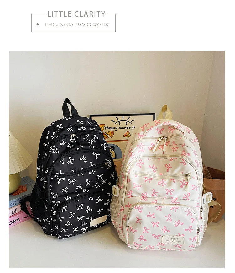 Korean Fashion Bow Print Backpack