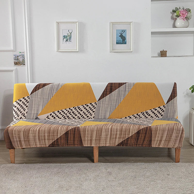 Stretchable Sofa Cover with Geometric Pattern for Futon Seats
