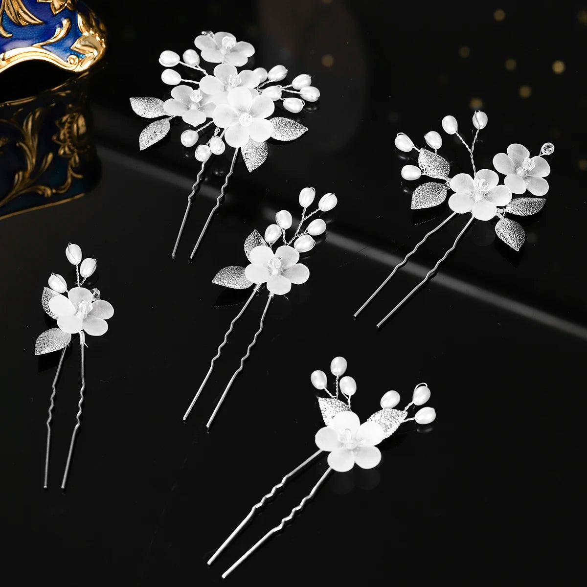 Elegant Floral Hair Stick — Pearl Flower Hairpin for Weddings & Parties
