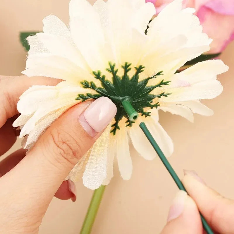 Bendable Iron Wire Flower Stems with Floral Tape
