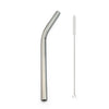 A reusable 304 stainless steel drinking straw with a cleaning brush.