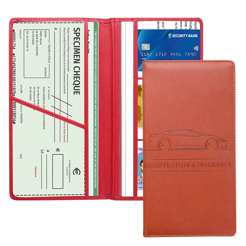 Leather Car Document Organizer with Card Holder