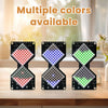Three LED matrix digital hourglass kits in red, blue, and green colors displayed on a wooden surface.