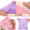 Pink and purple self-sealing mailing bags featuring a white cloud and hello bear design