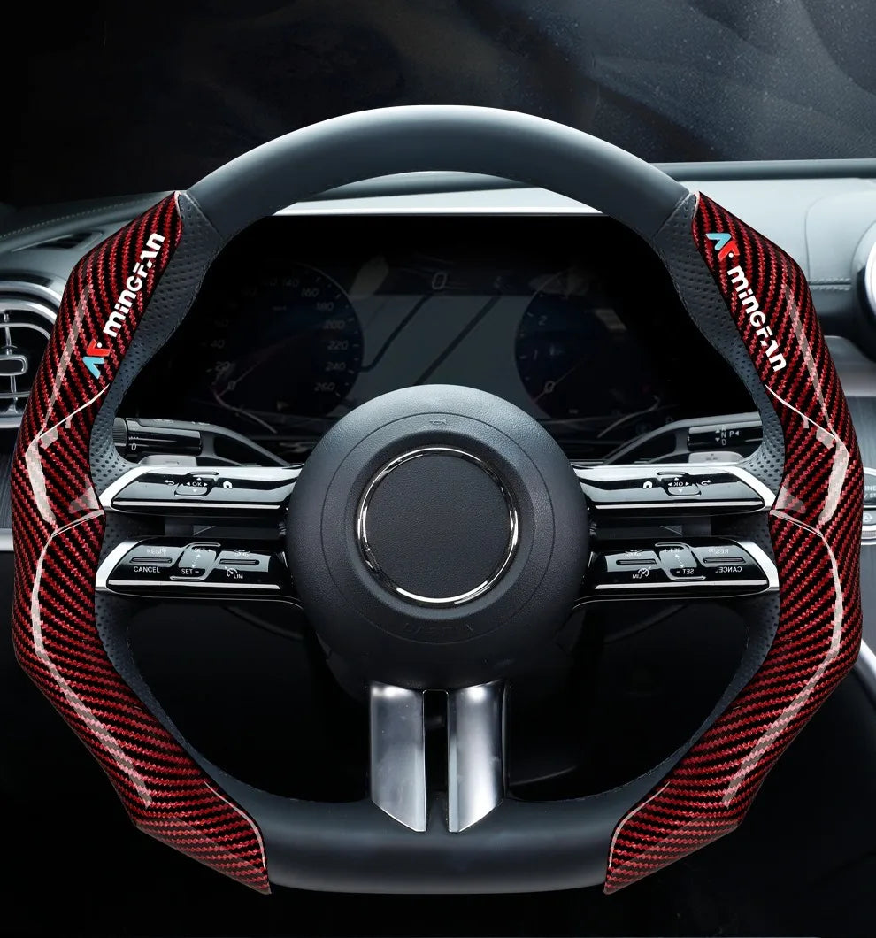 Carbon Fiber Texture Steering Wheel Cover - Anti-Slip & Comfortable Grip