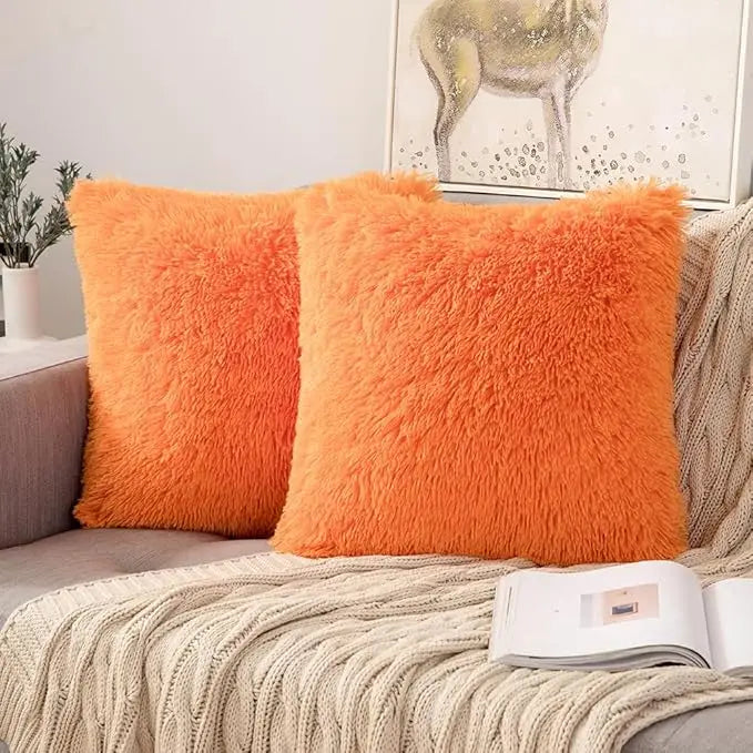 Luxury Faux Fur Throw Pillow Covers (Set of 2)