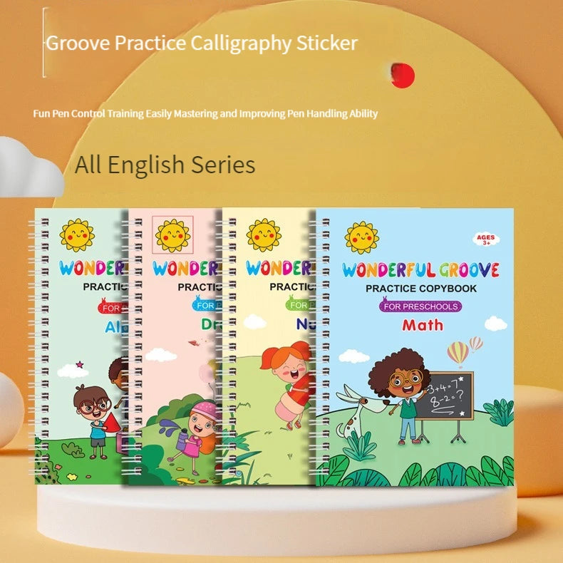 A set of All English Series groove practice calligraphy stickers for kids handwriting training