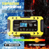 Cargador automático de batería para coche amarillo FoxSur para baterías de 12V con compensación de temperatura