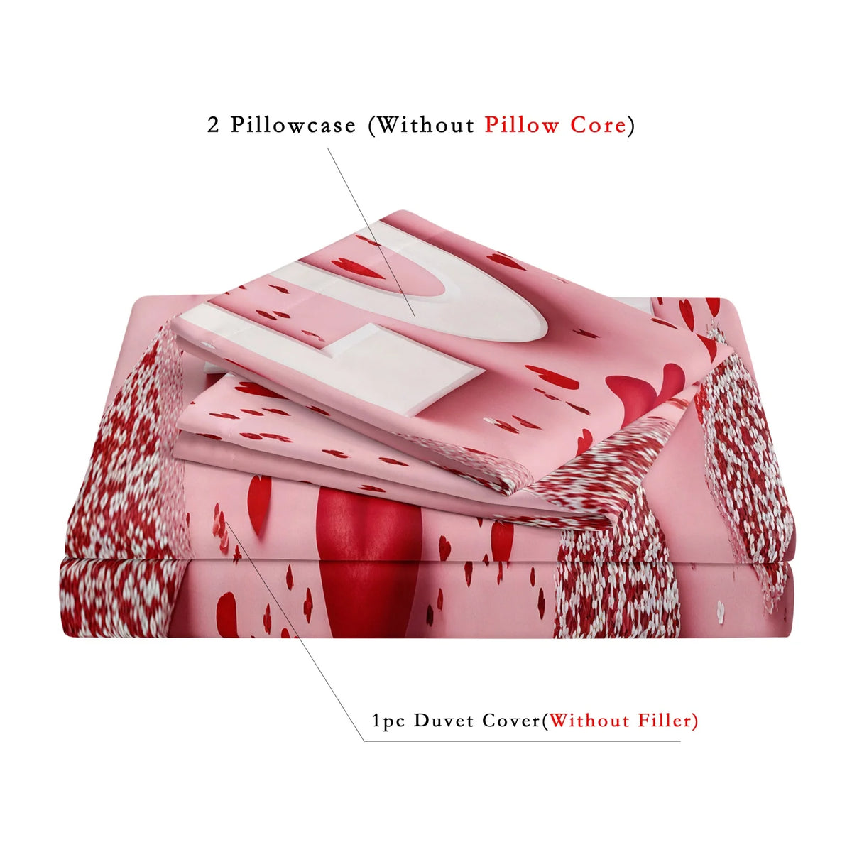 Romantic Red Rose Bedding Set with Duvet Cover and Pillowcases