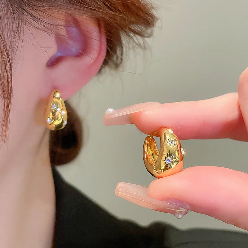 Chunky Rhinestone Hoop Earrings