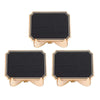 Two mini wooden chalkboard signs with black felt boards and light wood frames