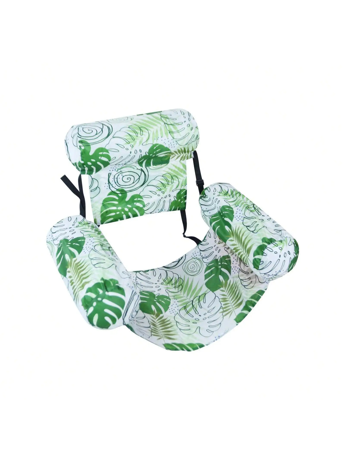 Inflatable Water Hammock with Armrests – Tropical Leaf Pool Lounger for Adults