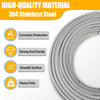 A close-up view of silver stainless steel wire rope coiled, highlighting its corrosion protection and strength.