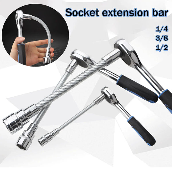 Flexible Socket Extension Bar Set with High Torque Ratchet Adapter