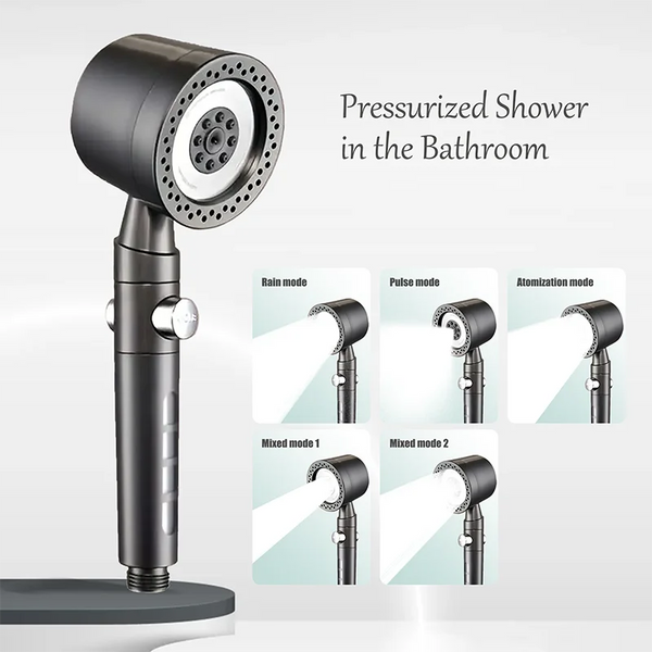 5-Mode Handheld Shower Head with Water Stop