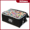 A black case filled with 262 alcohol markers in various colors, ready for art use.