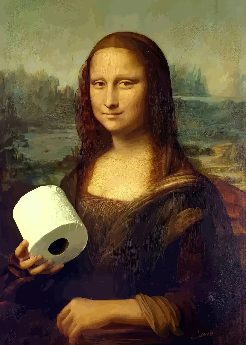Mona Lisa Funny Bathroom Wall Art Canvas Print