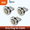 Three magnetic fast charging plugs for iOS devices, sold as a plug-only option.