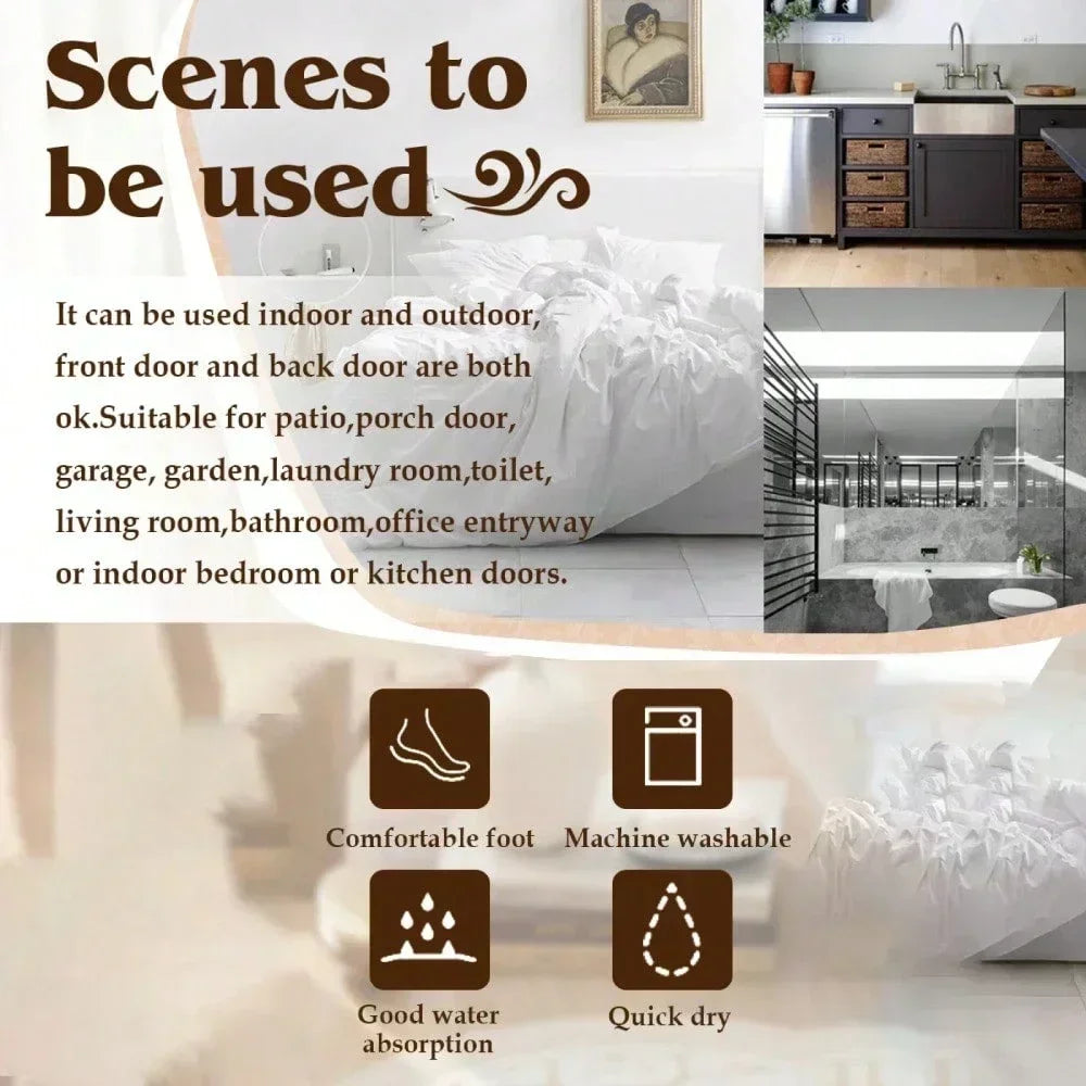 Weiße Fußmatte mit persischem Design, für bequeme Füße, maschinenwaschbar und gute Wasseraufnahme.