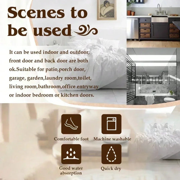 Weiße Fußmatte mit persischem Design, für bequeme Füße, maschinenwaschbar und gute Wasseraufnahme.