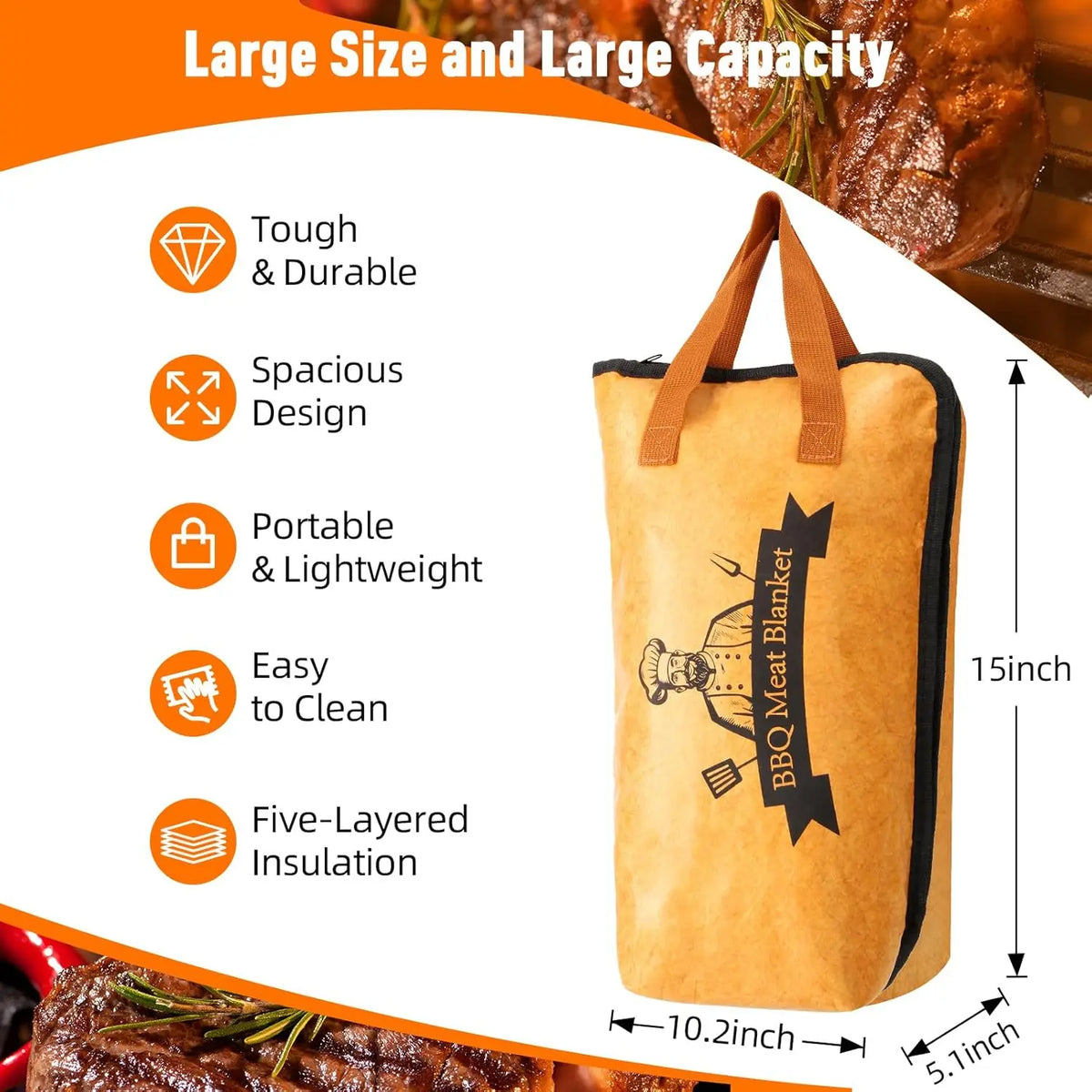 Insulated Meat Resting Bag – Triple-Layer BBQ Blanket for Juicy, Tender Briskets & Pork Shoulders