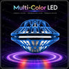 A blue multi-color LED flying orb with a glowing purple light ring on a dark background.