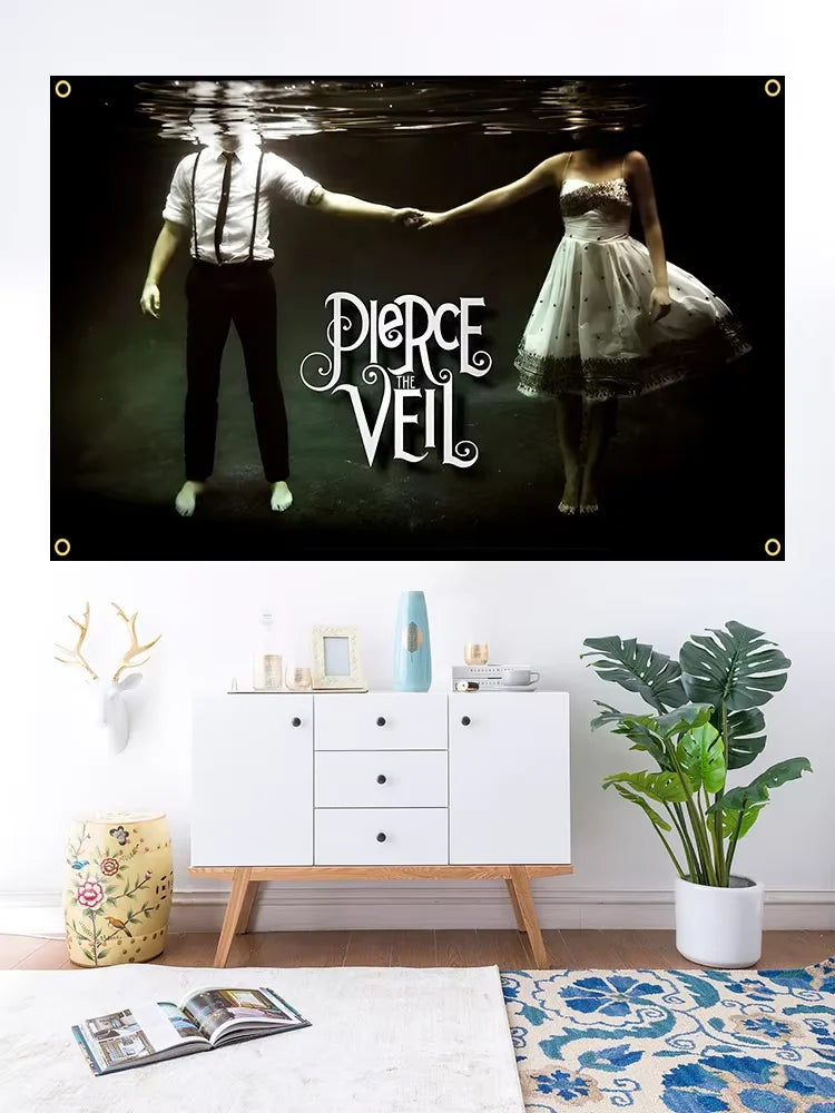Pierce The Veil Band Flag Tapestry with Brass Grommets