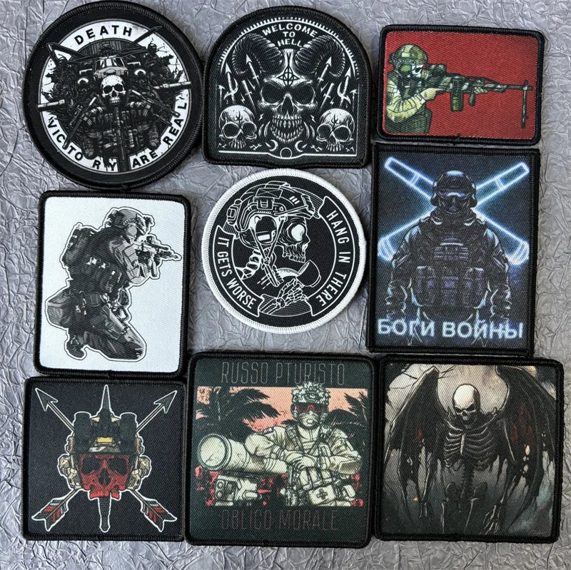 Skull Tactical Patch with Hook-and-Loop Backing
