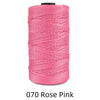 Spool of 1.5mm fine polyester crochet yarn in rose pink color
