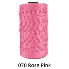 Spool of 1.5mm fine polyester crochet yarn in rose pink color