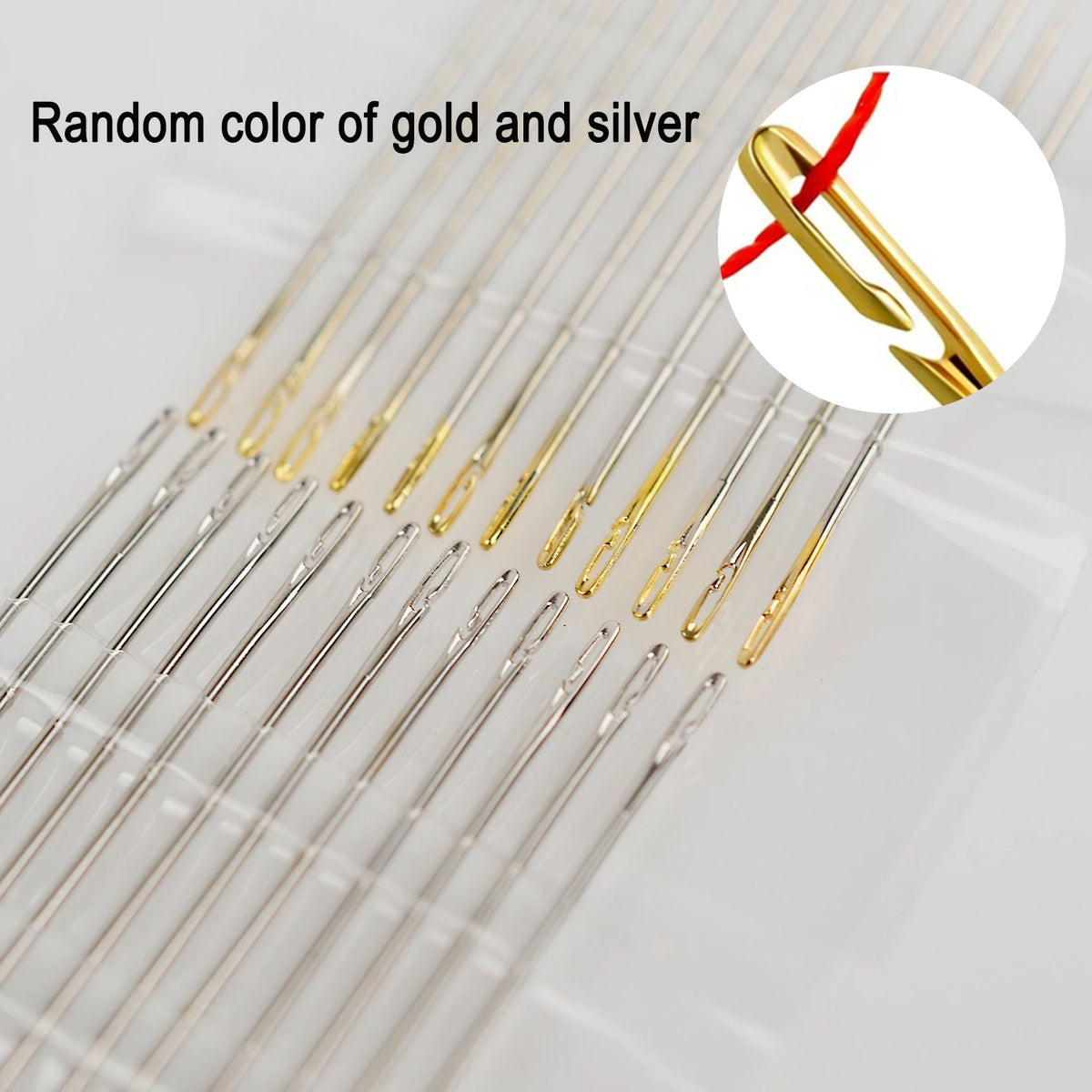 Self-Threading Stainless Steel Sewing Needles (12-Pack)