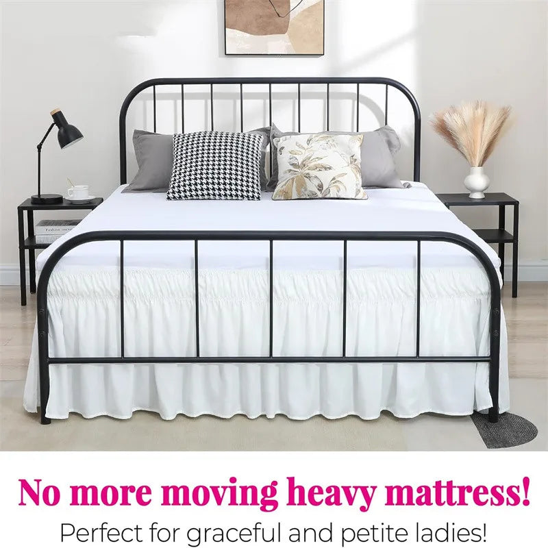 Ruffled Bed Skirt with Split Corners and Elastic Wrap